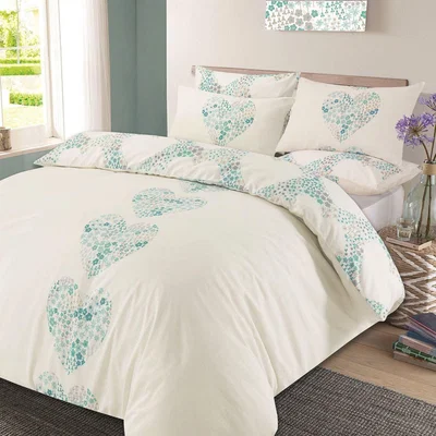 The Range Dreamscene Lizzie Love Hearts Duvet Cover Set with Pillowcases - Blue / Double