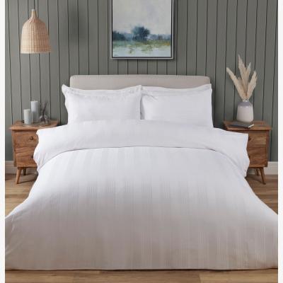 The Range Islington Stripe Sateen Duvet Cover and Pillowcase Set - White / Double
