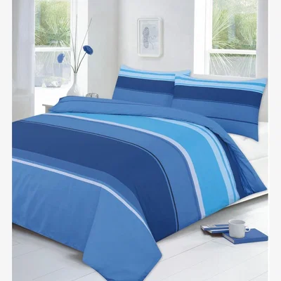 The Range Carter Blue Striped Duvet Cover Set Modern Bedding - Blue / Double