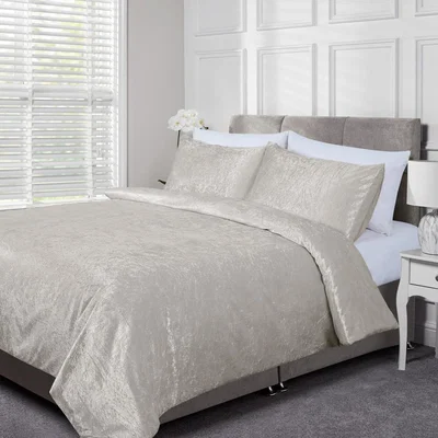 The Range Crushed Velvet Duvet Cover and Pillowcase Set - Gold / Double