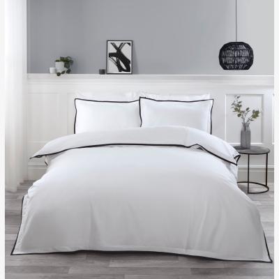 The Range Alston Oxford Trim White Duvet Cover and Pillowcase Set - White / Double