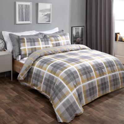 The Range Dreamscene Denim Check Duvet Cover Bedding Set - Yellow / Double