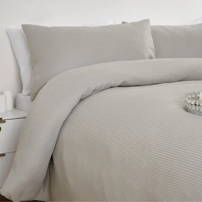The Range Waffle Weave Duvet Cover Set - Silver / Double