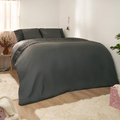 The Range Sienna Embossed Heart Velvet Band Duvet Cover Set - Grey / Double