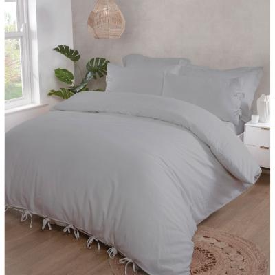 The Range Cotton Linen Duvet and Pillowcase Set - Grey / Double
