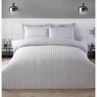 The Range Monaco Satin Stripe Duvet Cover and Pillowcase Set - Silver / Double