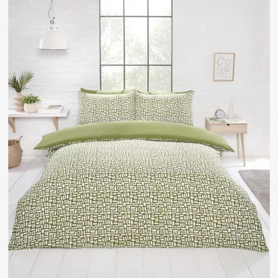 The Range Pebbles Geo Duvet Cover Set - Green / Double
