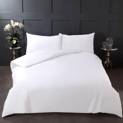 The Range Highams Plain 100 Cotton Duvet Cover Bedding Set - White / Double