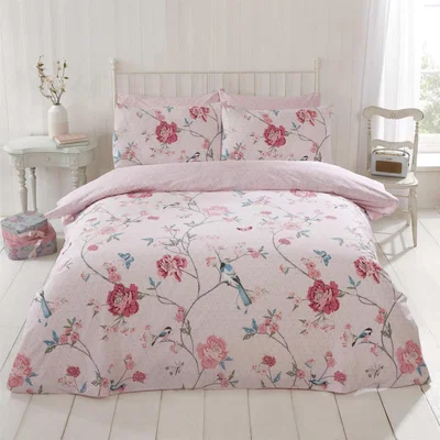 The Range Tranquillity Floral Duvet Cover Bedding Set - Pink / Double