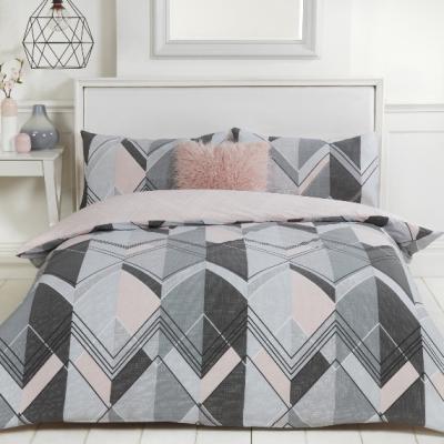 The Range Brodie Geo Printed Duvet Cover and Pillowcase Set - Pink / Double