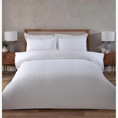 The Range Hampstead Herringbone Stripe Duvet Cover and Pillowcase Set - White / Double