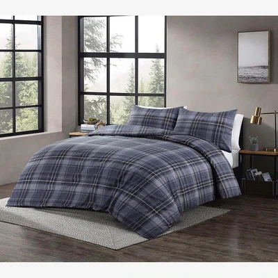 The Range Wesley Checked Duvet Cover Set - Blue / Double