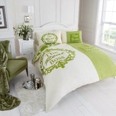 The Range The Real Boss Duvet Cover and Pillowcase Set - Green/Cream / Double