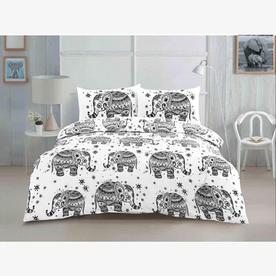 The Range Elephant Duvet Cover Set BlackWhite Bedding - Black / Double