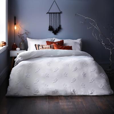 The Range Tufted Ghost Cotton Duvet Cover Set - White / Double