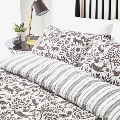 The Range Skandinavian Woodland Duvet Cover Set - Coal / Double