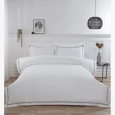 The Range Oxford Bamboo Duvet Cover and Pillowcase Set - White / Double
