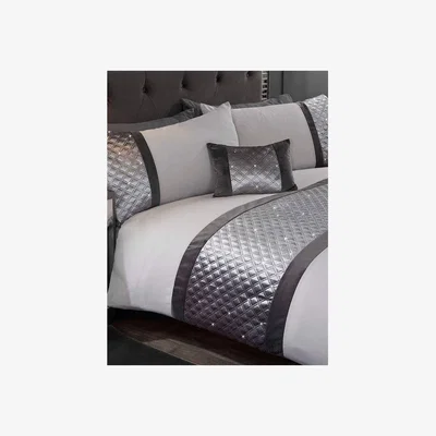 The Range Hollywood Diamante Duvet Cover Set - AG1637 - Silver / Double