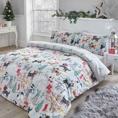 The Range Pawfect Christmas Duvet Cover and Pillowcase Set  - Grey / Double
