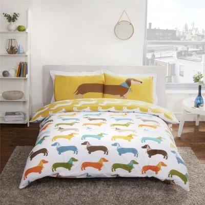The Range Dachshund Sausage Dog Duvet Cover Set - Yellow / Double
