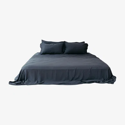 Wolf & Badger Double Bamboo Duvet Cover With 2 Pillow Slips In Blue Uk Double Pasithea Sleep