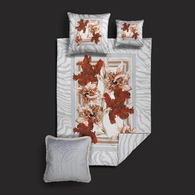 Amara Roberto Cavalli - Zebra Bloom Bed Set - Grey - King