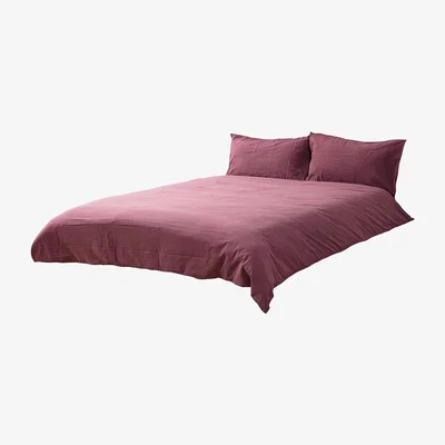 BHS.com King Stonewashed Cotton Bedding Set, Raspberry