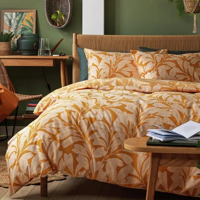 Habitat Habitat Cotton Linear Leaf Print Yellow Bedding Set- Single