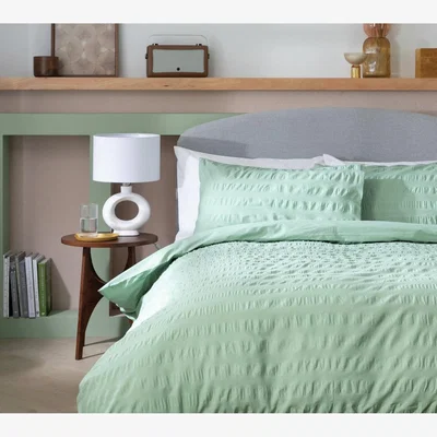 Habitat Habitat Reset Seersucker Sage Green Bedding Set - King