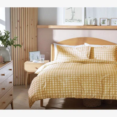 Habitat Habitat Herbalist Plain Gingham Yellow Bedding Set - Single