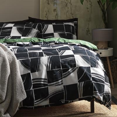 Habitat Habitat Mark Check Print Black & White Bedding Set -Kingsize