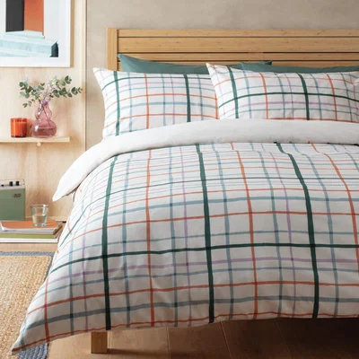 Habitat Habitat Painted Check White Bedding Set - King size