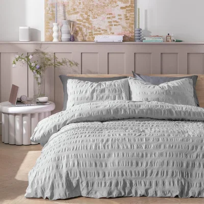 Habitat Habitat Larger Seersucker Dove Grey Bedding Set - King size
