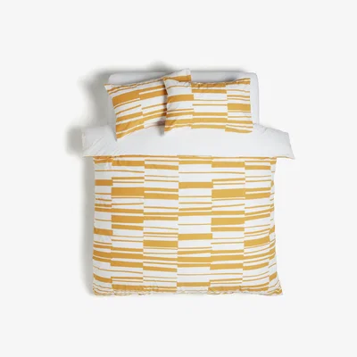 Habitat Habitat Studio Striped Mustard Bedding Set - King Size