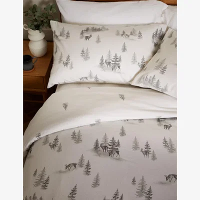 Marks & Spencer M&S Pure Brushed Cotton Woodland Deer Bedding Set - 5FT - Grey Mix, Grey Mix