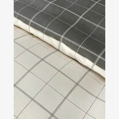 Marks & Spencer M&S Cotton Blend Checked Bedding Set - 5FT - Charcoal Mix, Charcoal Mix