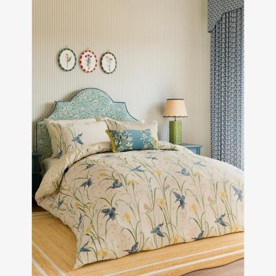 Marks & Spencer Sanderson Pure Cotton Kingfisher & Iris Bedding Set - DBL - Beige, Beige
