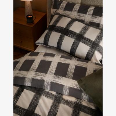 Marks & Spencer M&S Pure Brushed Cotton Check Bedding Set - 5FT - Charcoal Mix, Charcoal Mix
