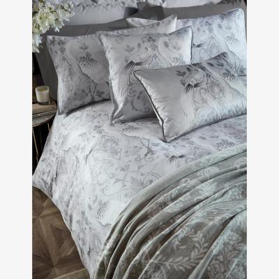 Marks & Spencer Laura Ashley Pure Cotton Sateen Tregaron Bedding Set - 5FT - Silver, Silver