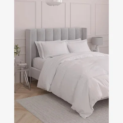Marks & Spencer M&S Pure Cotton Diamond Embroidered Bedding Set - 5FT - Grey, Grey