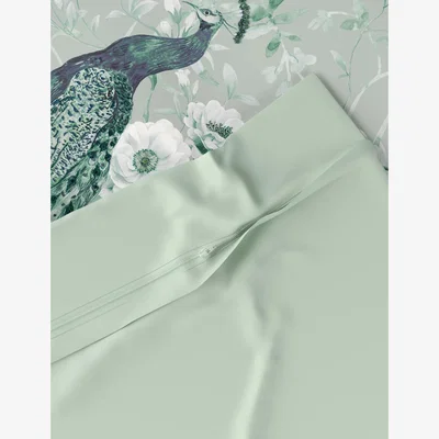 Marks & Spencer M&S Raine Peacock Sateen Embroidered Bedding Set - 5FT - Duck Egg, Duck Egg