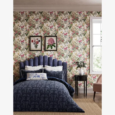Marks & Spencer Sanderson Cotton Rich Voyaging Koi Bedding Set - 5FT - Navy, Navy