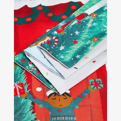 Marks & Spencer M&S Cotton Blend Santa's Workshop Bedding Set - 5FT - Red Mix, Red Mix