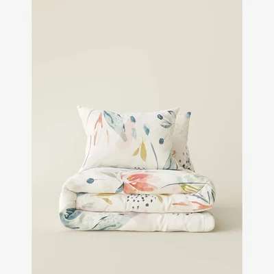 Marks & Spencer M&S Pure Cotton Abstract Leaf Bedding Set - 5FT - Multi, Multi
