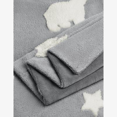 Marks & Spencer M&S Carved Fleece Polar Bear Bedding Set - 5FT - Grey Mix, Grey Mix