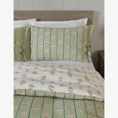 Marks & Spencer M&S Cotton Rich Floral Ruffle Edge Bedding Set - 5FT - Green Mix, Green Mix