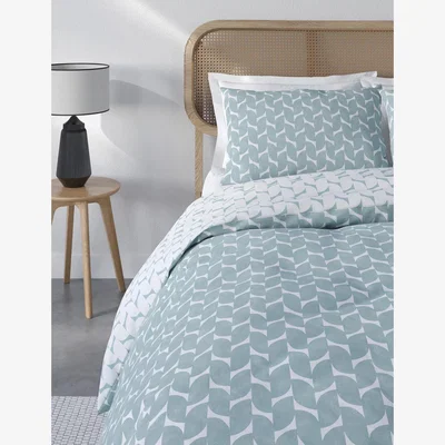 Marks & Spencer M&S Cotton Blend Geometric Bedding Set - 5FT - Duck Egg, Duck Egg