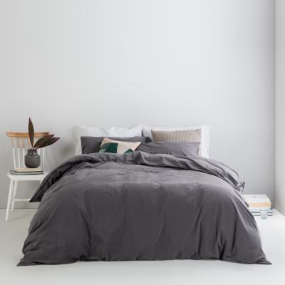 Made.com Alexia Stonewashed Cotton Duvet Cover + 2 Pillowcases, King, Graphite
