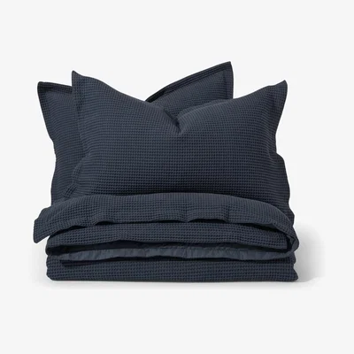 Made.com Waffle Cotton Duvet Cover + 2 Pillowcases, King, Navy