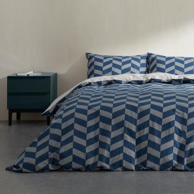 Made.com Otis Cotton Duvet Cover + 2 Pillowcases King, Midnight Blue